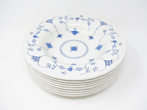 edgebrookhouse - Vintage Myott Staffordshire Finlandia Blue White Ironstone Rimmed Bowls - 6 Pieces