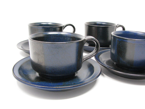 edgebrookhouse - Vintage Nancy Patterson Iron Mountain Stoneware Blue Ridge Cups & Saucers - 4 Sets
