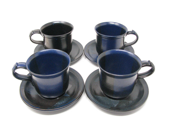 edgebrookhouse - Vintage Nancy Patterson Iron Mountain Stoneware Blue Ridge Mugs & Saucers - 8 Pieces