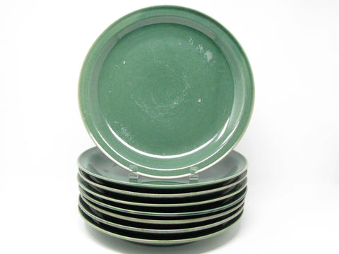 edgebrookhouse - Vintage Nancy Patterson Iron Mountain Stoneware Evergreen Green Dinner Plates - Set of 8 - 2 Sets Available