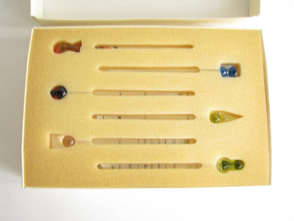 edgebrookhouse - Vintage Neiman Marcus Abstract Blown Glass Cocktail Stirrers Swizzle Sticks - Set of 6