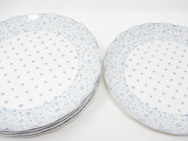 edgebrookhouse - Vintage Nikko American Country Forget-Me-Not Scalloped Coupe Dinner Plates - 5 Pieces