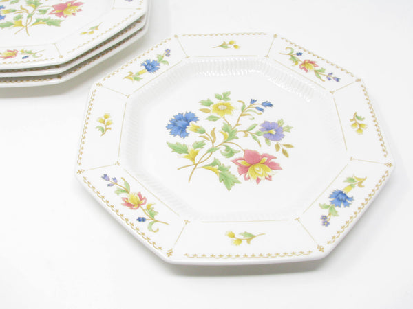 edgebrookhouse - Vintage Nikko Classic Collection Magenta Octagon Ironstone Dinner Plates with Floral Design - Set of 4