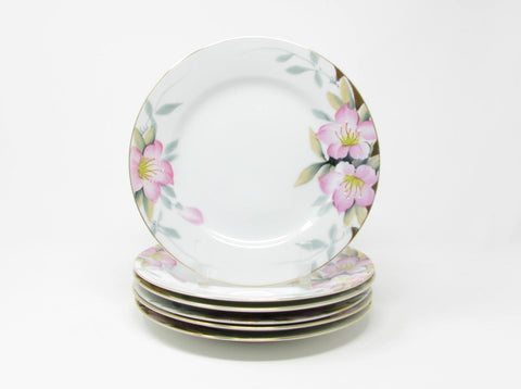 edgebrookhouse - Vintage Noritake Azalea Porcelain Salad Plates with Floral Design - 6 Pieces