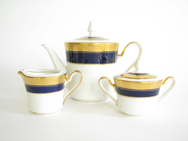 edgebrookhouse - Vintage Noritake Cobalt and Gold Encrusted Band Tea Set - 21 Pieces