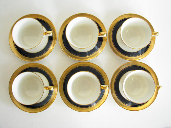 edgebrookhouse - Vintage Noritake Cobalt and Gold Encrusted Band Tea Set - 21 Pieces