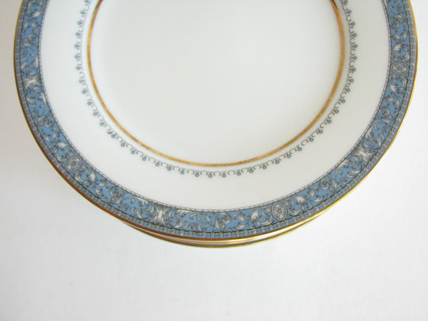 edgebrookhouse - Vintage Noritake Harcourt Blue Bread or Dessert Plates with Gold Trim - Set of 8