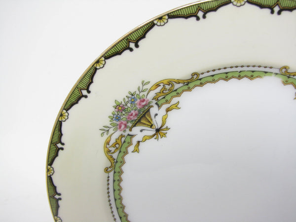 edgebrookhouse - Antique Noritake Penelope Salad Plates with Roses in Urns and Green Gold Trim - 2 Pieces
