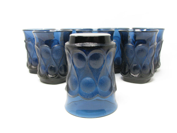 edgebrookhouse - Vintage Noritake Spotlight Blue Glass Tumblers - Set of 8