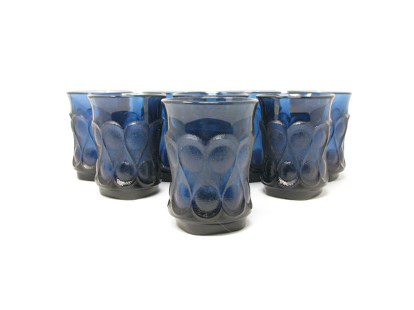 edgebrookhouse - Vintage Noritake Spotlight Blue Glass Tumblers - Set of 8