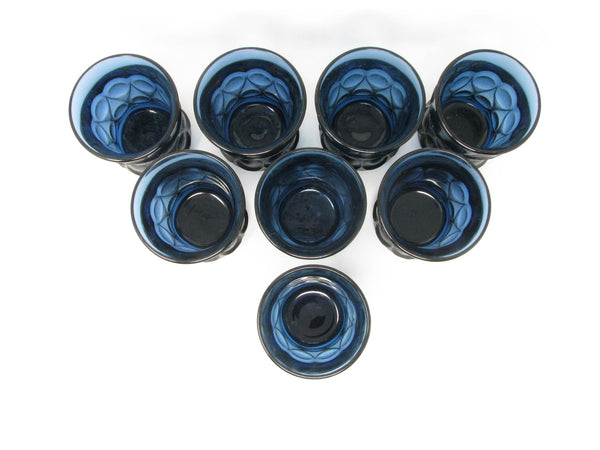 edgebrookhouse - Vintage Noritake Spotlight Blue Glass Tumblers - Set of 8