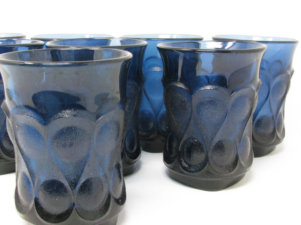 edgebrookhouse - Vintage Noritake Spotlight Blue Glass Tumblers - Set of 8