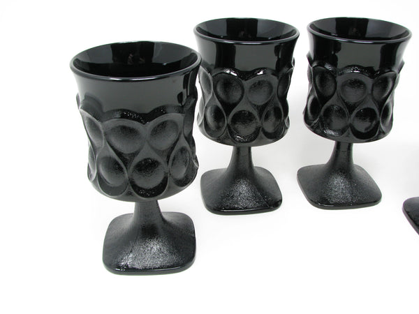 edgebrookhouse - Vintage Noritake Spotlight Ebony Black Glass Goblets - 4 Pieces