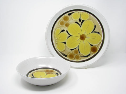 edgebrookhouse - Vintage Noritake Tahiti Stoneware Chop Plate Platter and Serving Bowl - 2 Pieces