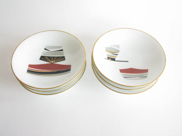 edgebrookhouse - Vintage Noritake Toki Kaisha Japanese Porcelain Rice Bowls with Hand-Painted Design - Set of 6