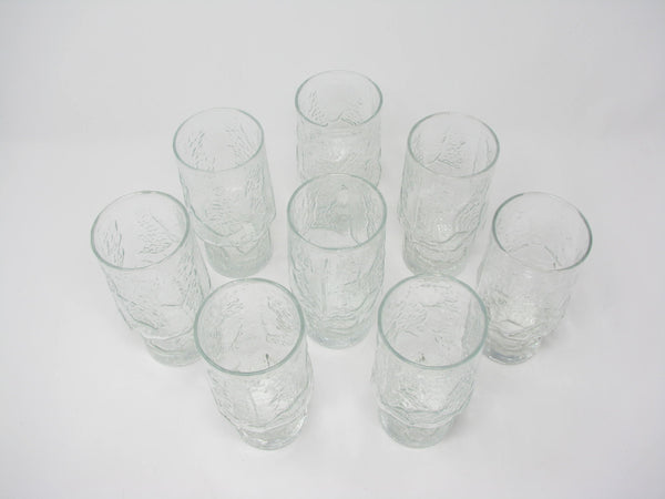 edgebrookhouse - Vintage Normandy Crystal Clear Textured Glass Tumblers by Libbey - 8 Pieces
