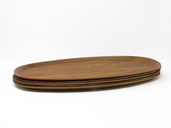 edgebrookhouse - Vintage Nybro Sweden Oval Teak Trays - Set of 5