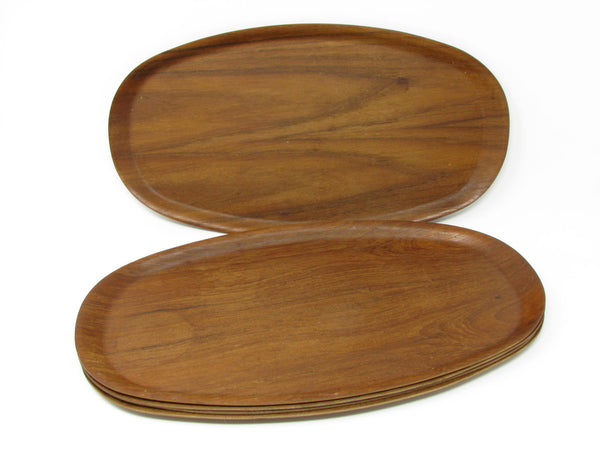 edgebrookhouse - Vintage Nybro Sweden Oval Teak Trays - Set of 5