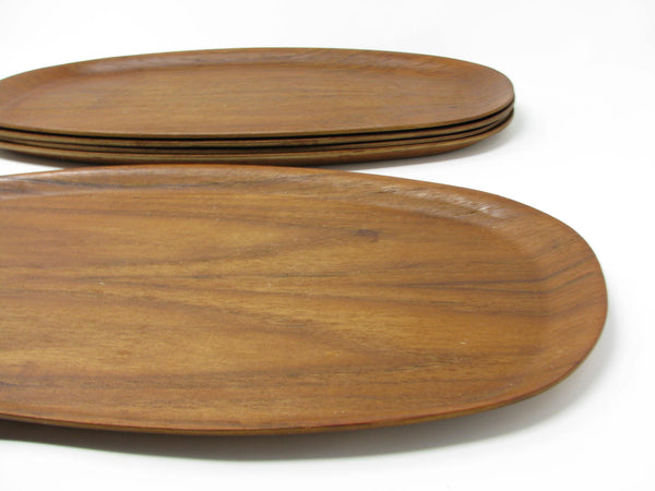 edgebrookhouse - Vintage Nybro Sweden Oval Teak Trays - Set of 5