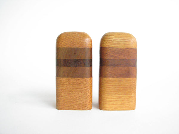 edgebrookhouse - Vintage Oak and Walnut Salt and Pepper Shakers - 2 Pieces