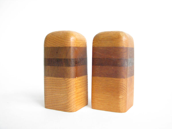 edgebrookhouse - Vintage Oak and Walnut Salt and Pepper Shakers - 2 Pieces