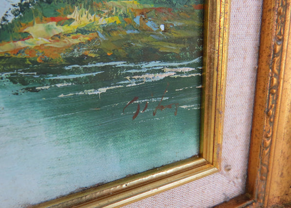 edgebrookhouse - Vintage Oil on Board Realism Landscape in Gilt Frame - Artist Signed