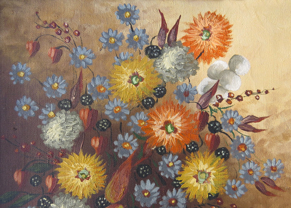edgebrookhouse - Vintage Oil on Canvas Still Life Floral Painting - Artist Ludwig Signed Sohler