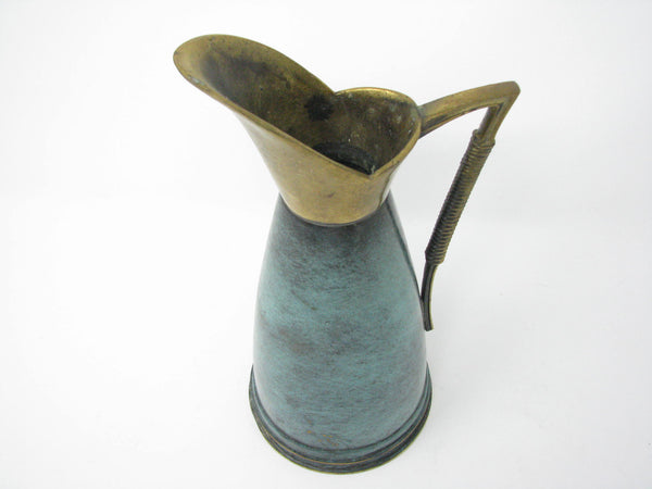 edgebrookhouse - Vintage Oppenheim Brass and Enameled Verdigris Pitcher Made in Israel