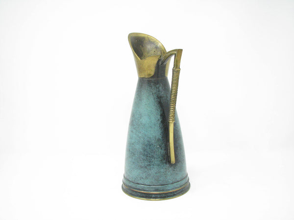 edgebrookhouse - Vintage Oppenheim Brass and Enameled Verdigris Pitcher Made in Israel