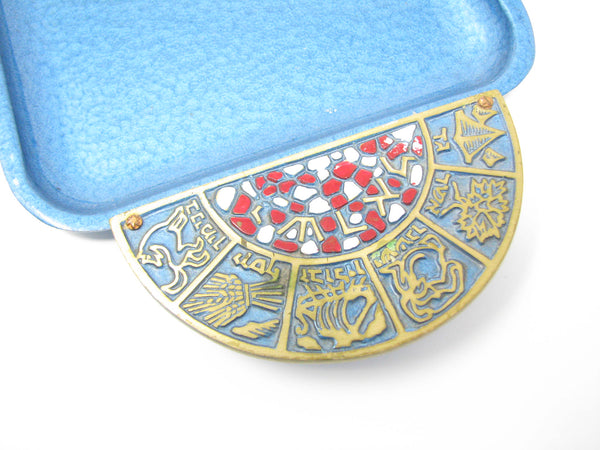 edgebrookhouse - Vintage Oppenheim Israel Enameled Brass Tray with 12 Tribes Design