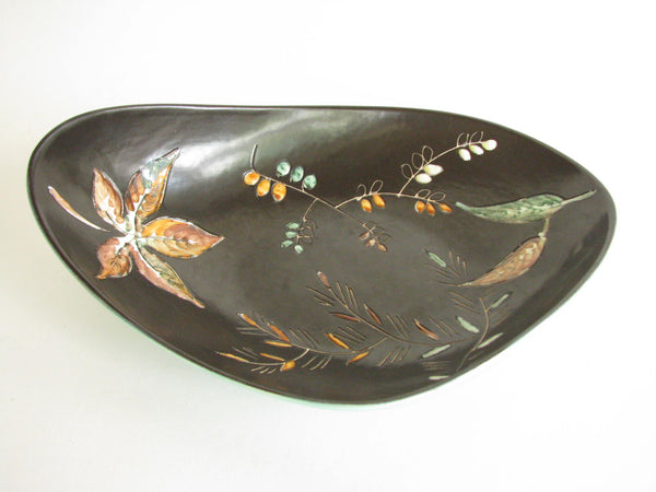 edgebrookhouse - Vintage Organic Curved Canadian Pottery Decorative Centerpiece Bowl with Leaves