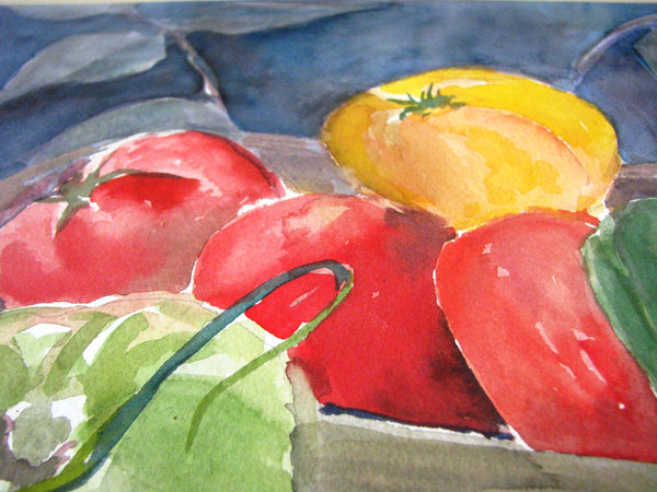 edgebrookhouse - Vintage Original Watercolor of Peppers and Tomatoes by Joan Lippincott