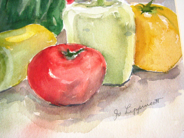 edgebrookhouse - Vintage Original Watercolor of Peppers and Tomatoes by Joan Lippincott