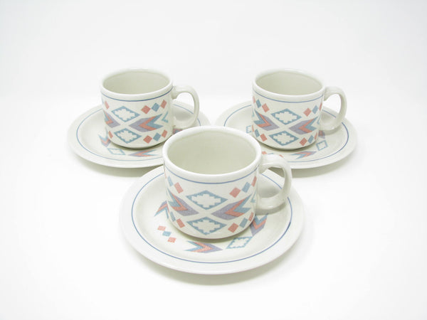 edgebrookhouse - Vintage Otagiri Figi Graphics Cups & Saucers with Southwestern Design - 6 Pieces