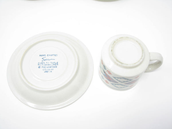 edgebrookhouse - Vintage Otagiri Figi Graphics Cups & Saucers with Southwestern Design - 6 Pieces