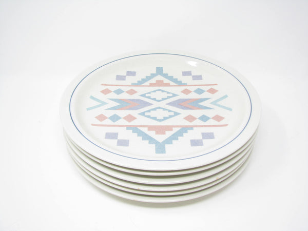 edgebrookhouse - Vintage Otagiri Figi Graphics Dinner Plates with Southwestern Design - 6 Pieces