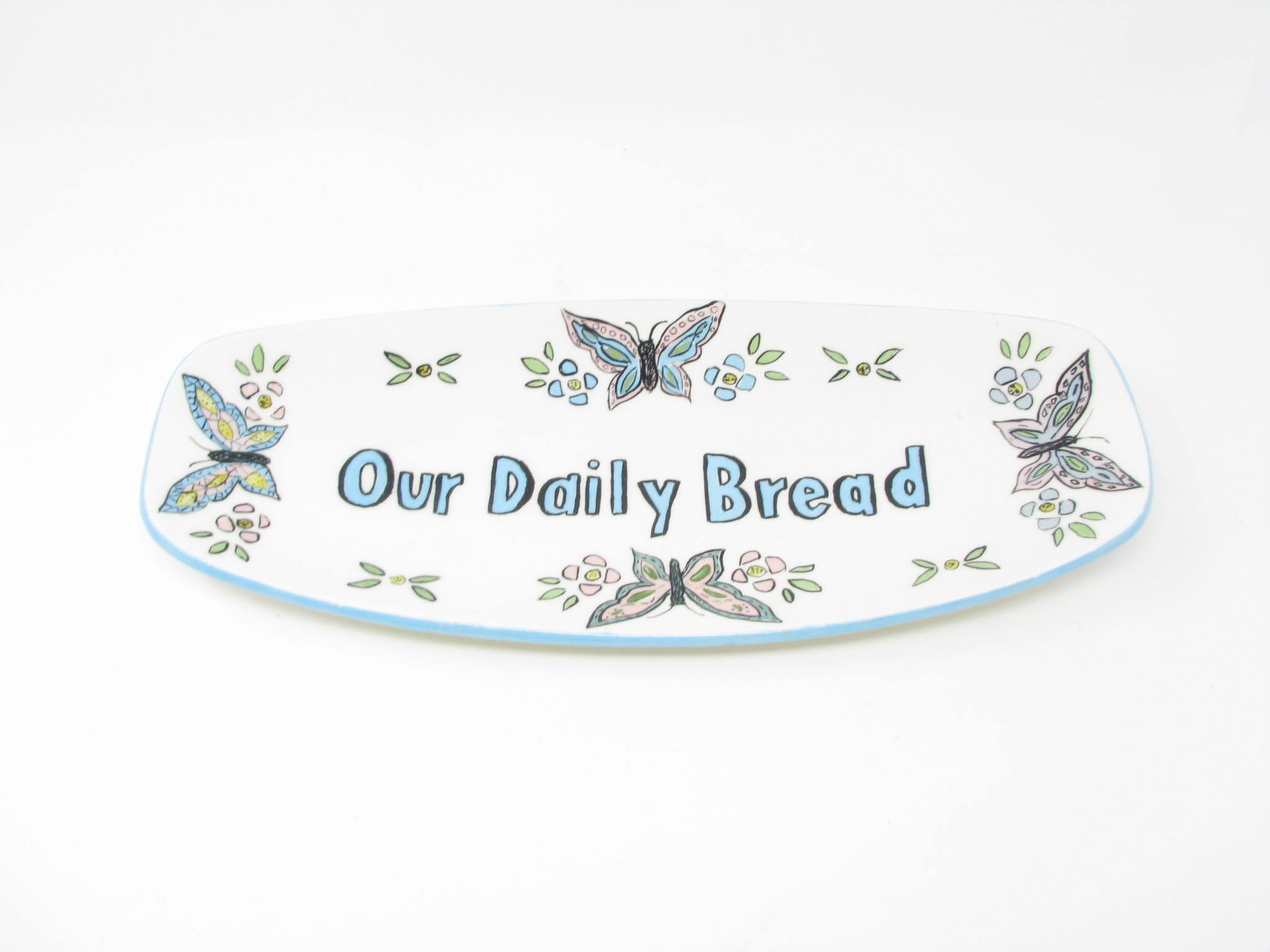 edgebrookhouse - Vintage Our Daily Bread Hand-Painted Ceramic Platter or Decorative Tray