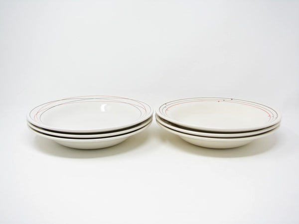 edgebrookhouse - Vintage Oxford Brazil Cream Ironstone Bowls with Orange & Black Designs - 6 Pieces