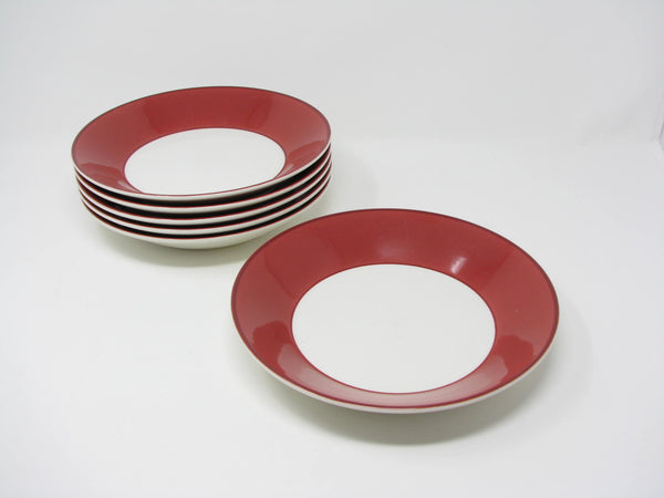 edgebrookhouse - Pagnossin Italy Spa Ironstone Bowls with Maroon Rim - 6 Pieces