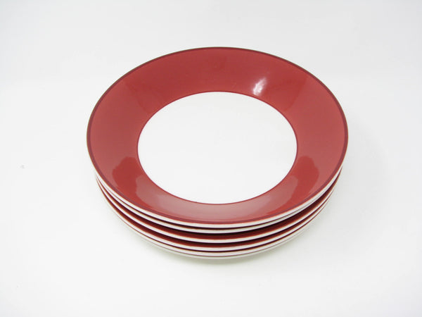 edgebrookhouse - Pagnossin Italy Spa Ironstone Bowls with Maroon Rim - 6 Pieces