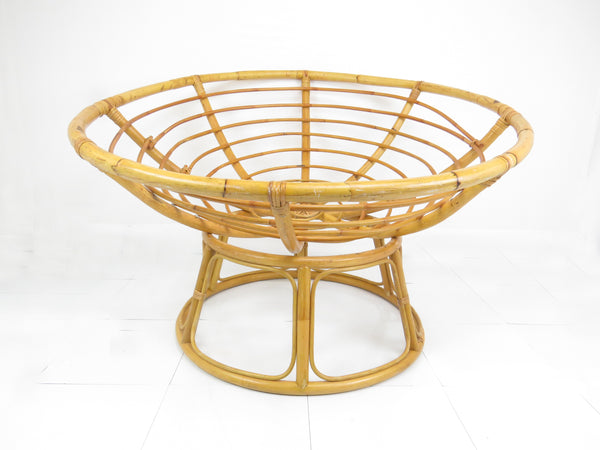 edgebrookhouse - Vintage Papasan Bamboo and Rattan Round Lounge Chair with Cushion