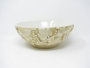 edgebrookhouse - Vintage Peri Wolfman Perigrappa Deruta Italy Ceramic Bowl with Embossed Grapes Leaves