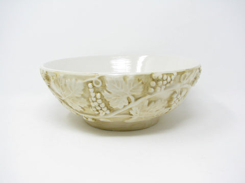 edgebrookhouse - Vintage Peri Wolfman Perigrappa Deruta Italy Ceramic Bowl with Embossed Grapes Leaves