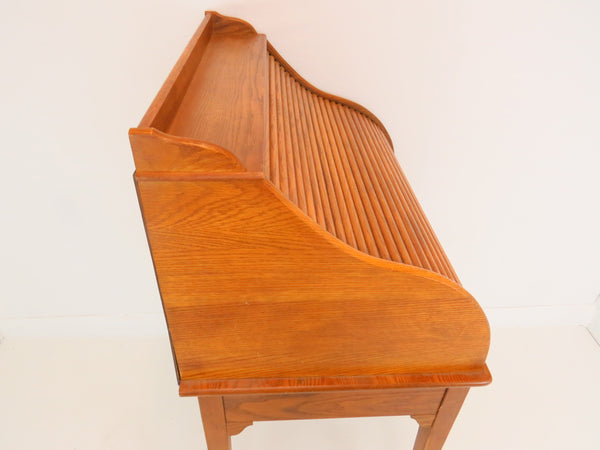 edgebrookhouse - Vintage Petite Oak Roll Top Desk on Tall Tapered Legs