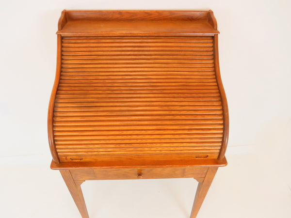 edgebrookhouse - Vintage Petite Oak Roll Top Desk on Tall Tapered Legs