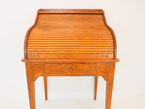 edgebrookhouse - Vintage Petite Oak Roll Top Desk on Tall Tapered Legs