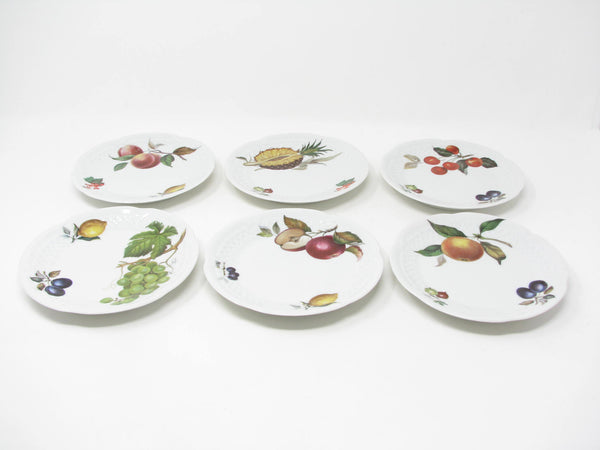 edgebrookhouse - Vintage Philippe Deshoulieres Lourioux France Orchard Fruit Porcelain Canape Plates - 6 Pieces