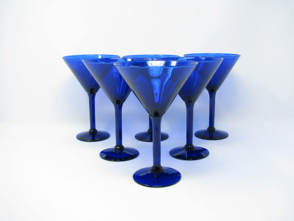 edgebrookhouse - Vintage Pier 1 Cobalt Blue Glass Martini Glasses - 6 Pieces