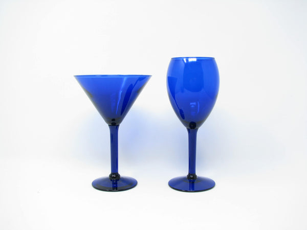 edgebrookhouse - Vintage Pier 1 Cobalt Blue Glass Martini Glasses - 6 Pieces