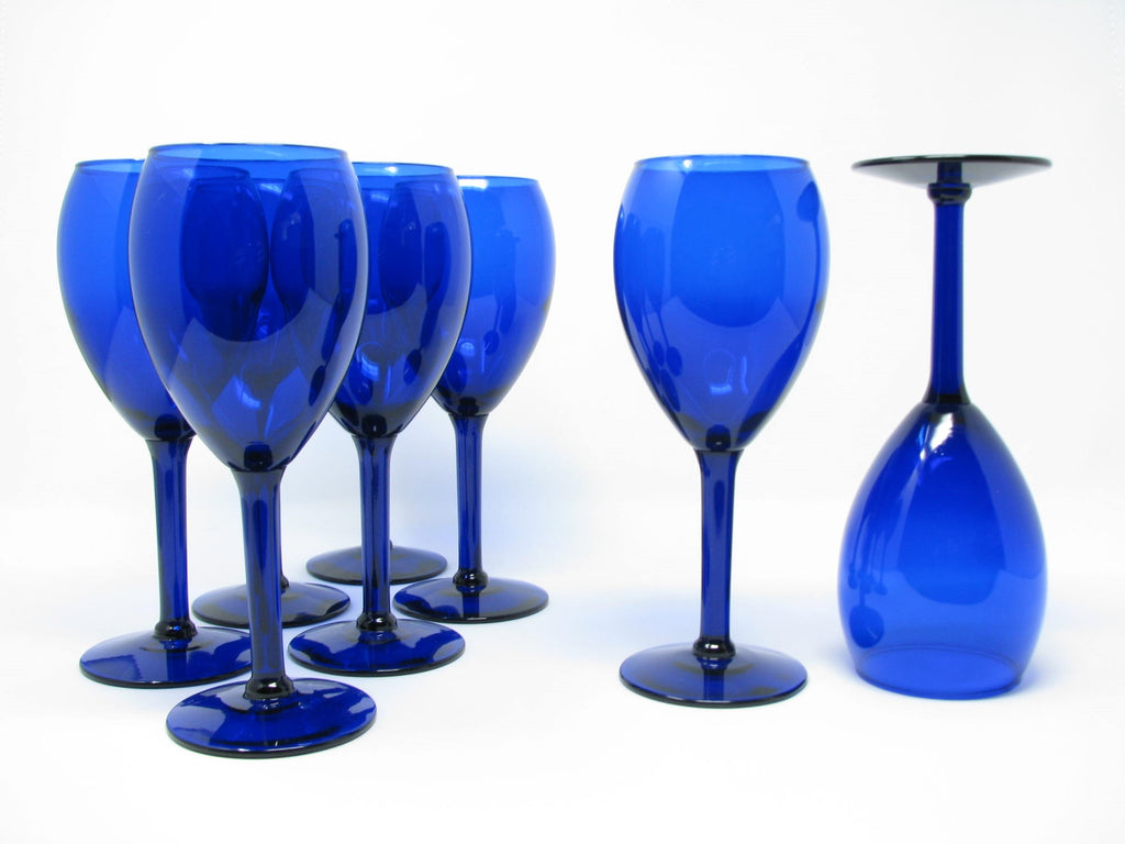 antique cobalt blue wine glasses Vintage Pier 1 Cobalt Blue Glass Wine or Water Goblets